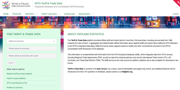 WTO Tariff & Trade Data platform