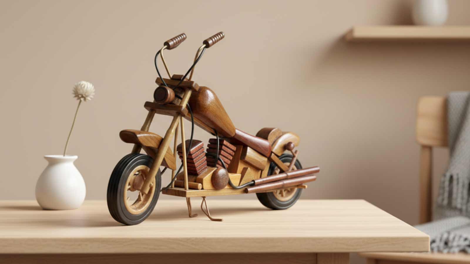 A handcrafted wooden bike